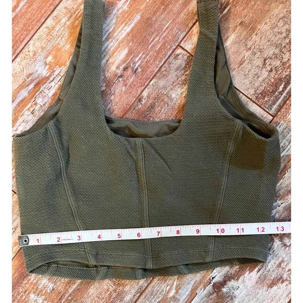 OFFLINE by Aerie Ribbed Flare Leggings and Corset Crop Top Set Olive Green Small